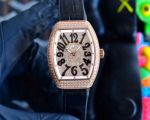 Swiss Franck Muller Lady Vanguard Rose Gold, Diamond & Alligator Strap Watch